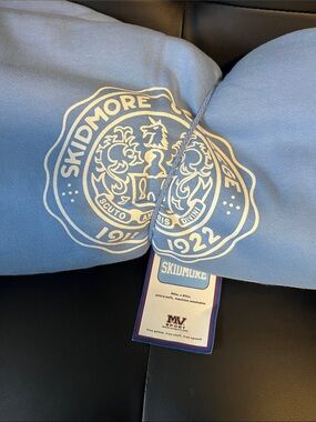 NWT Skidmore College Light Blue Sweatshirt Blanket